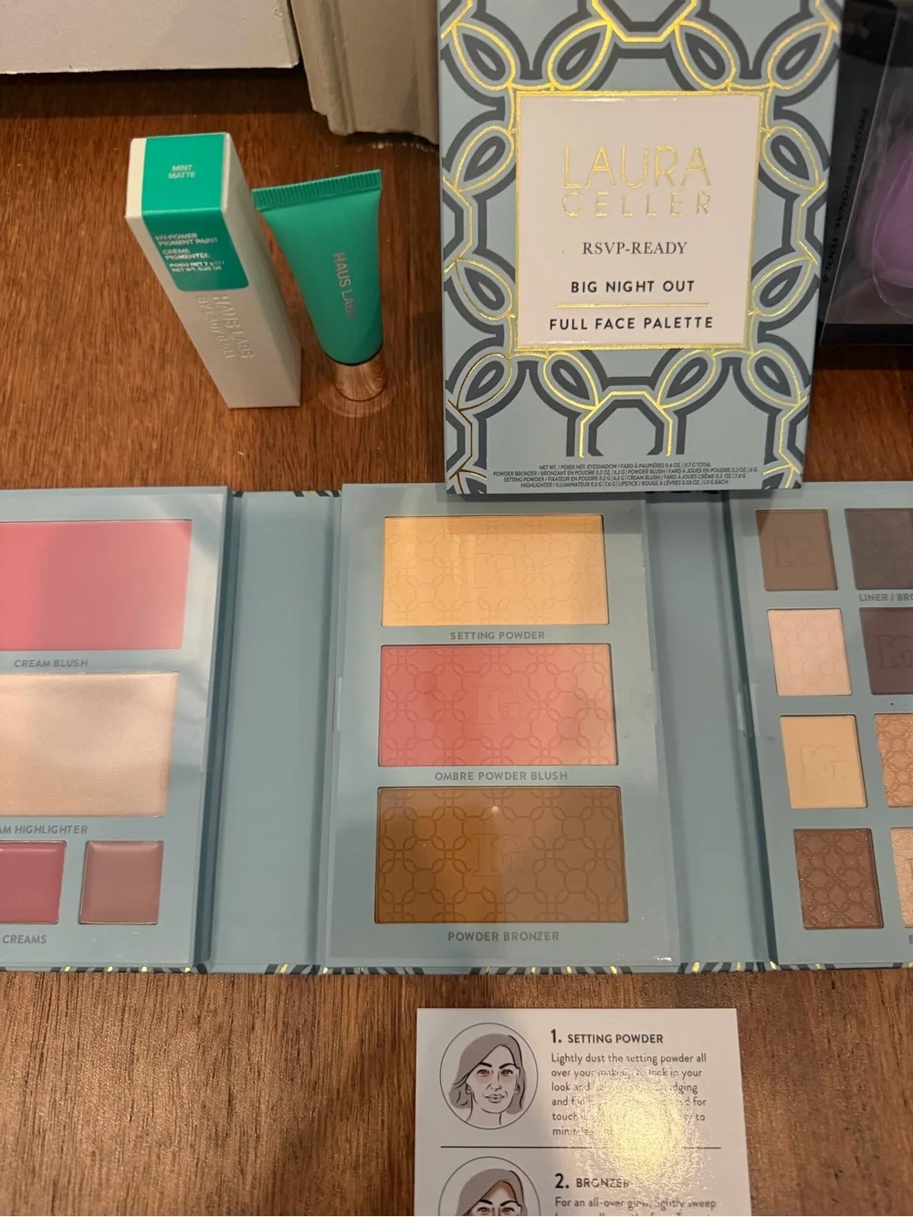 Laura Geller RSVP kit, haus labs, and sponges for blending